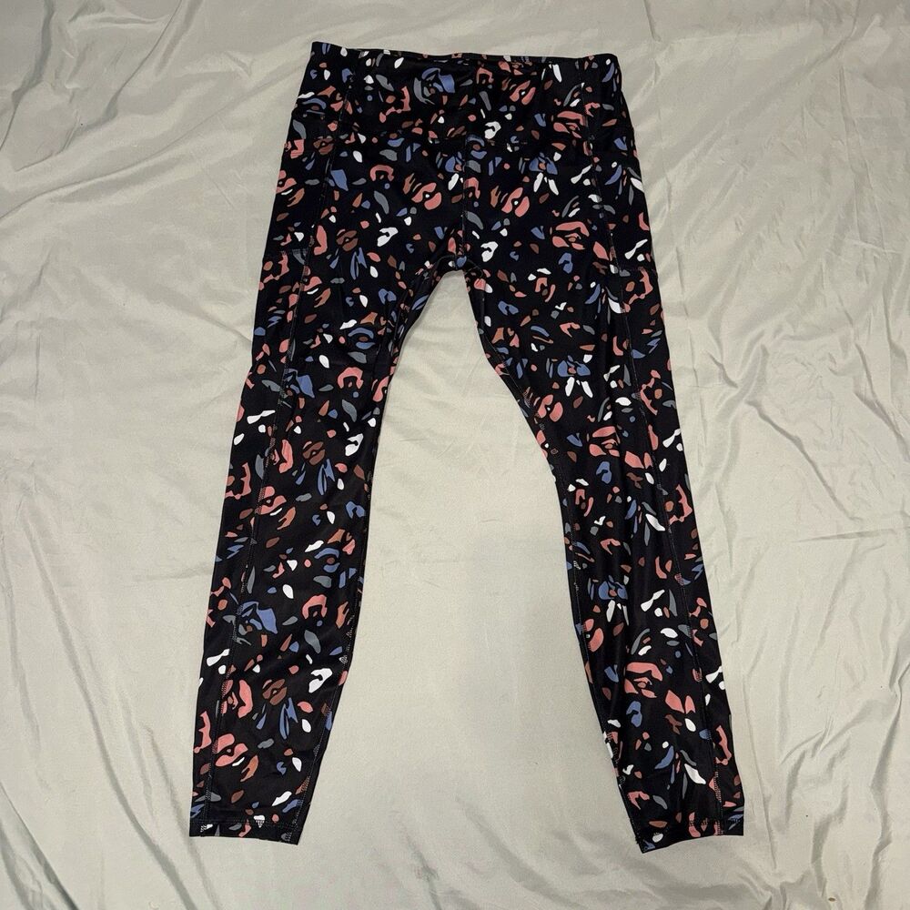 Avia Women’s XL 16-18 Multi-Color Black Abstract Pull-On Stretch Leggings Skinny